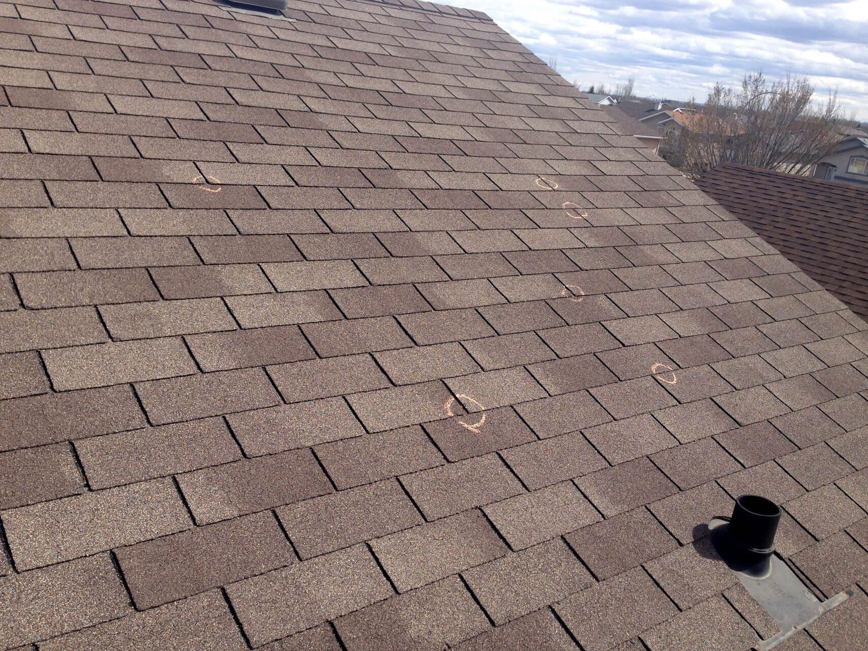 Circles on damaged roof